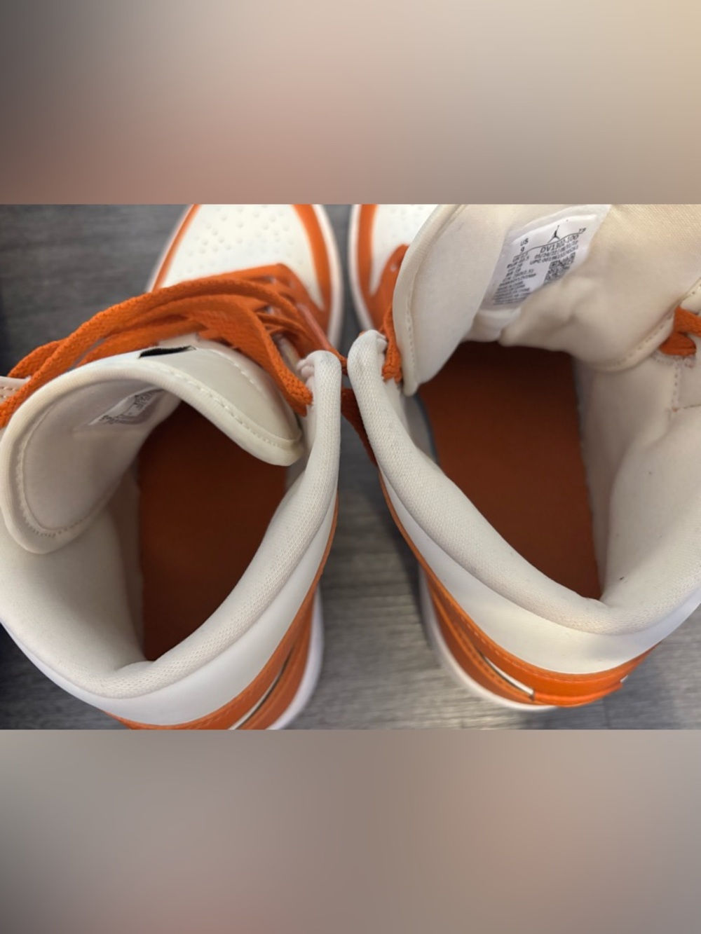 Jordan High-Top Sneakers in White & Orange - Picture 4 of 6